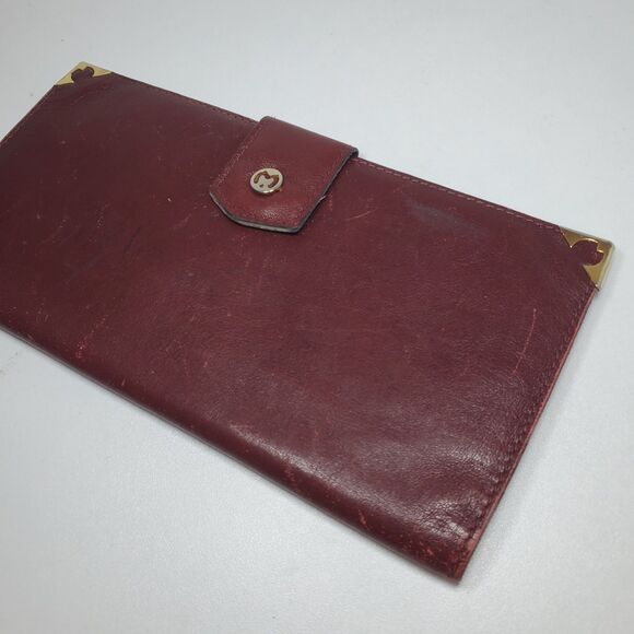 Vintage Rare Mila Schon Red Leather Long Bi-fold Wallet Super Soft Snap Close - Picture 2 of 11